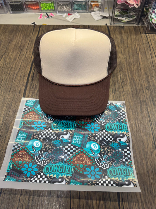 Small Town Girl Single Hat Bill DTF Prints