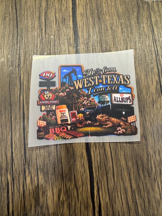 Shes From West Texas Allsups Full Front DTF Prints Hat Patch