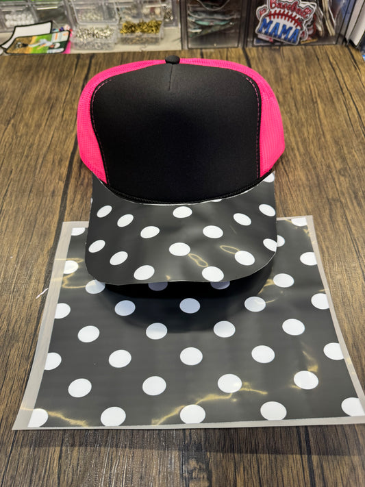 Black Polkadot Single Hat Bill  Prints