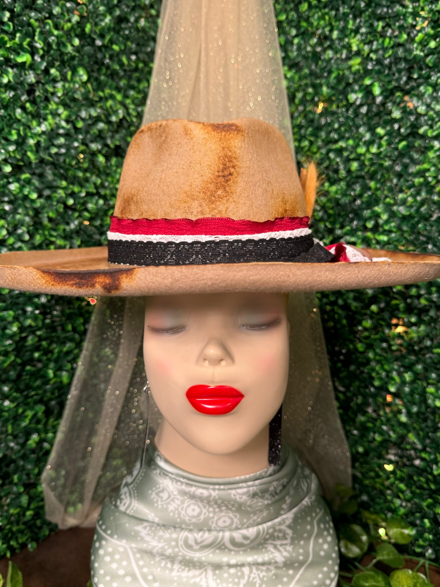 Red And Black Rancher Custom Hat