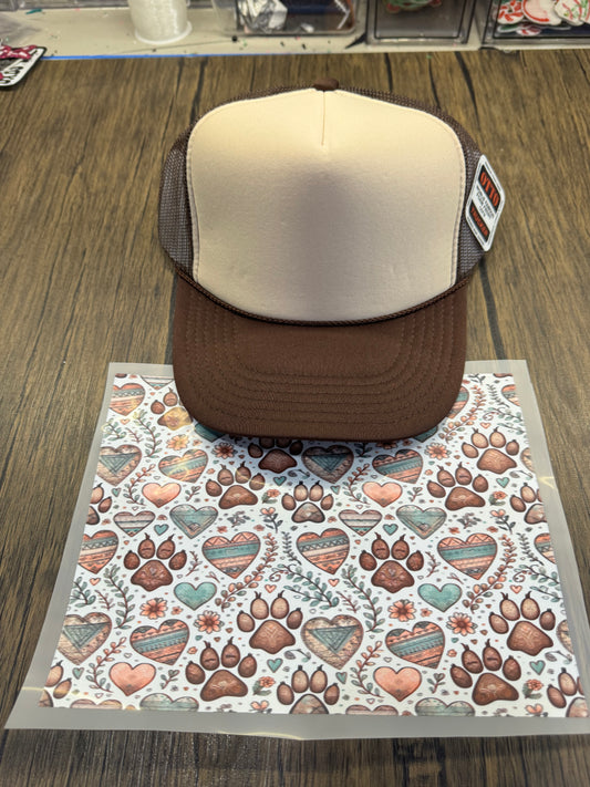 Boho Paws Single Hat Bill DTF Prints