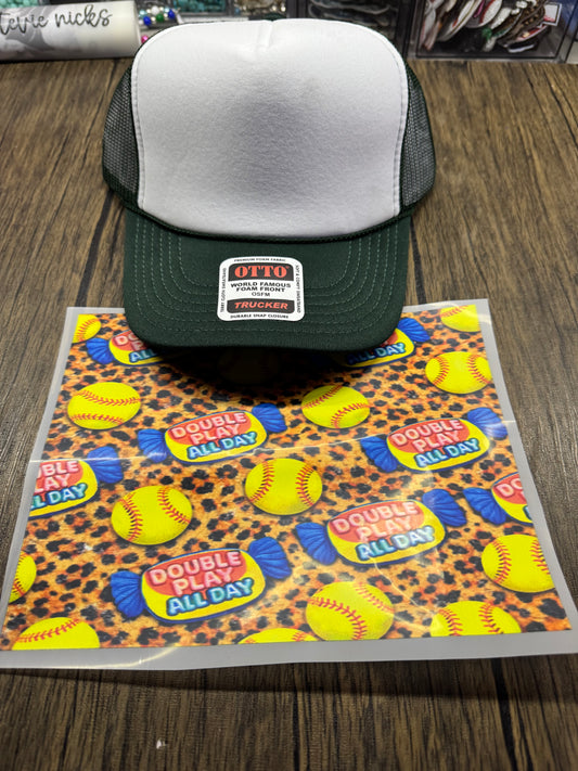 Double Play Softball Single Hat Bill DTF Prints