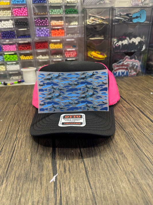 Blue Fish Single Front Hat DTF Prints