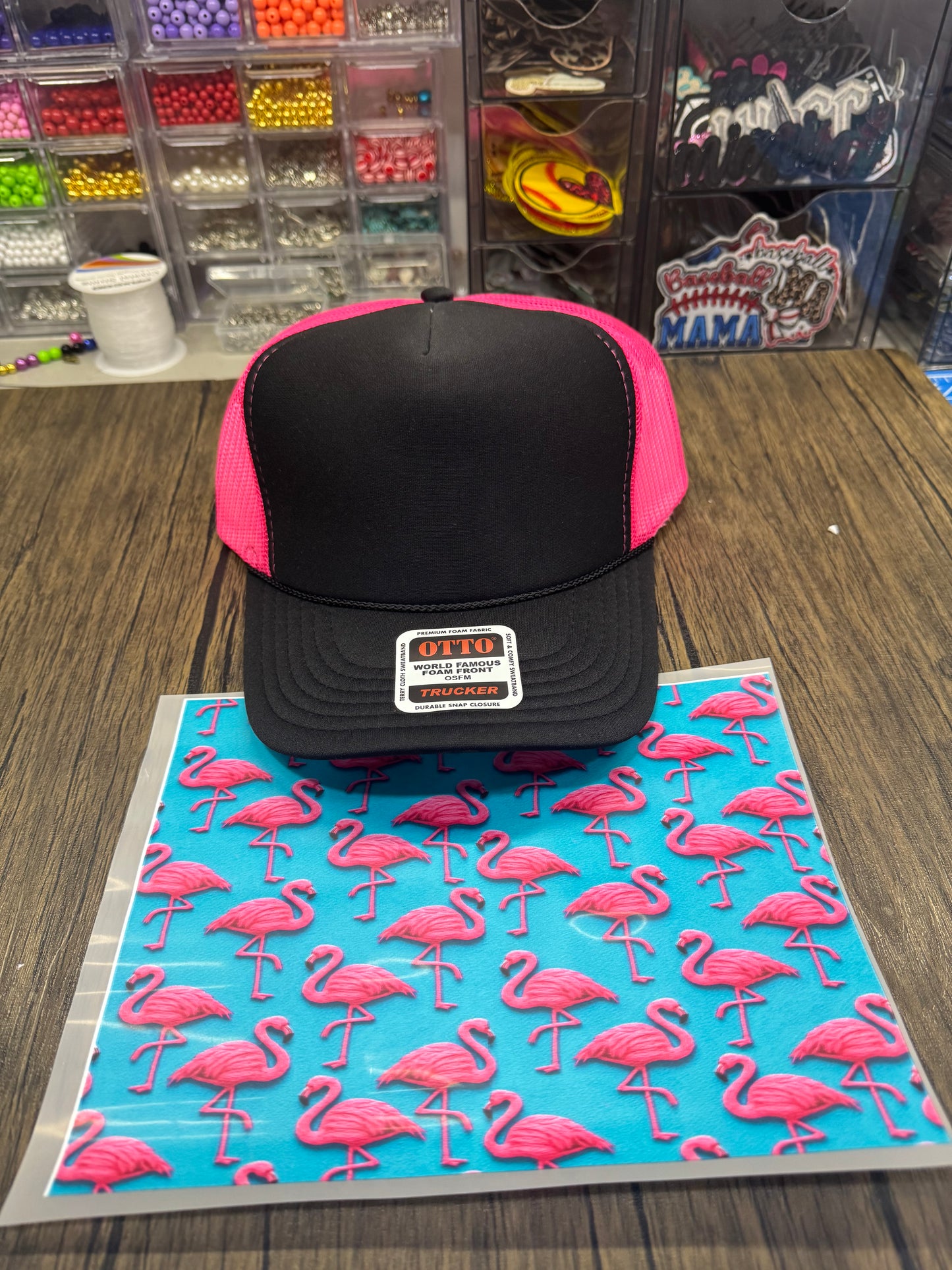 Flamingo Yarn Single Hat Bill DTF Prints