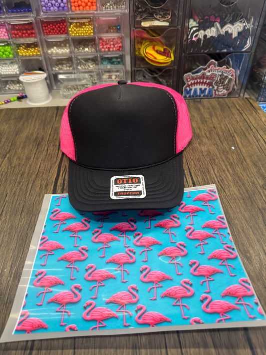 Flamingo Yarn Single Hat Bill DTF Prints