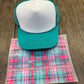Pink and Teal Plaid Single Hat Bill DTF Prints