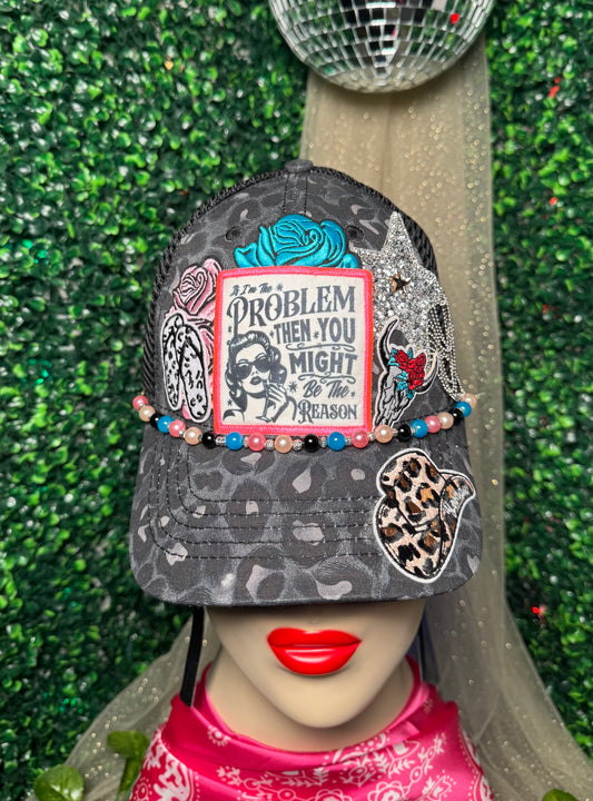 Im The Problem Black Leopard Trucker Hat