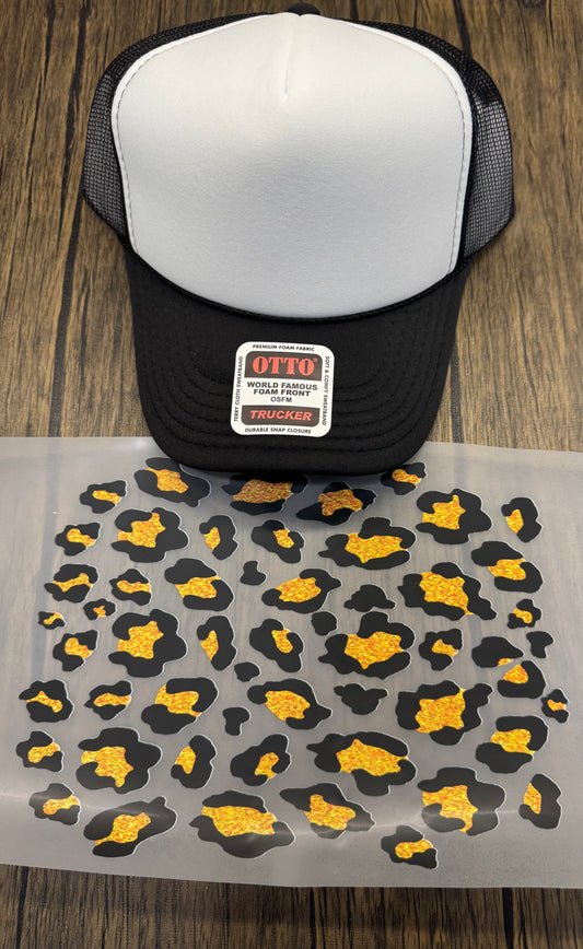 Yellow Leopard Bill DTF Prints Hat Patch Wholesale