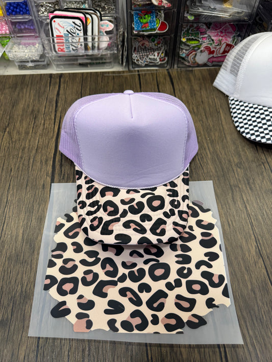 Creamy Leopard Single Hat Bill DTF Prints