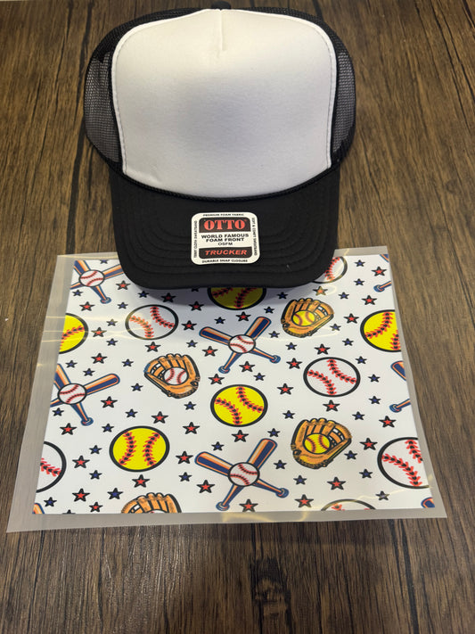 Baseball Softball Single Hat Bill DTF Prints