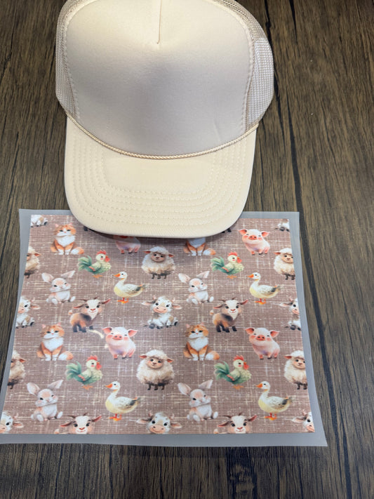 Baby Farm Animal Single Hat Bill DTF Prints