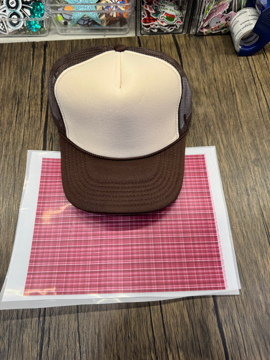 Red Plaid Single Hat Bill DTF Prints