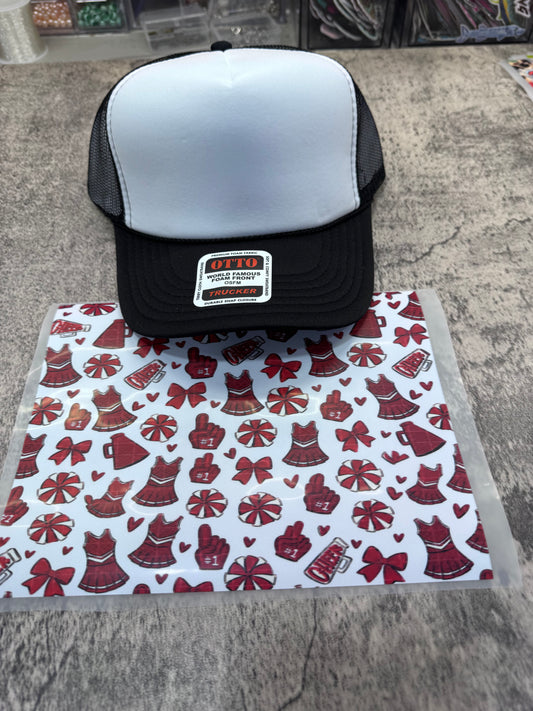 Maroon Cheer Single Hat Bill DTF Prints