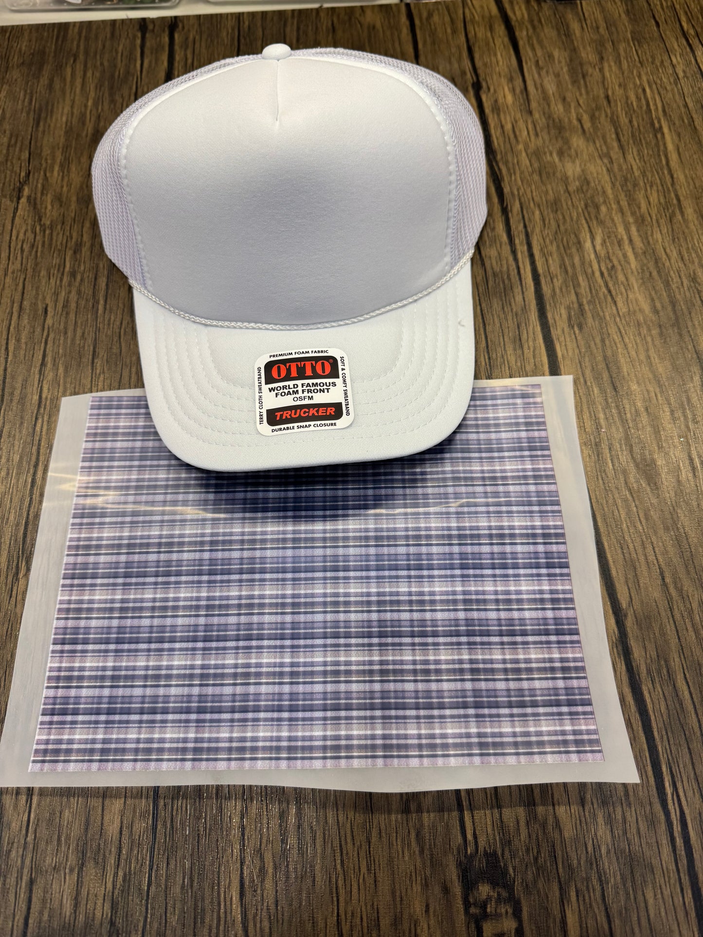 Blue Plaid Single Hat Bill DTF Prints