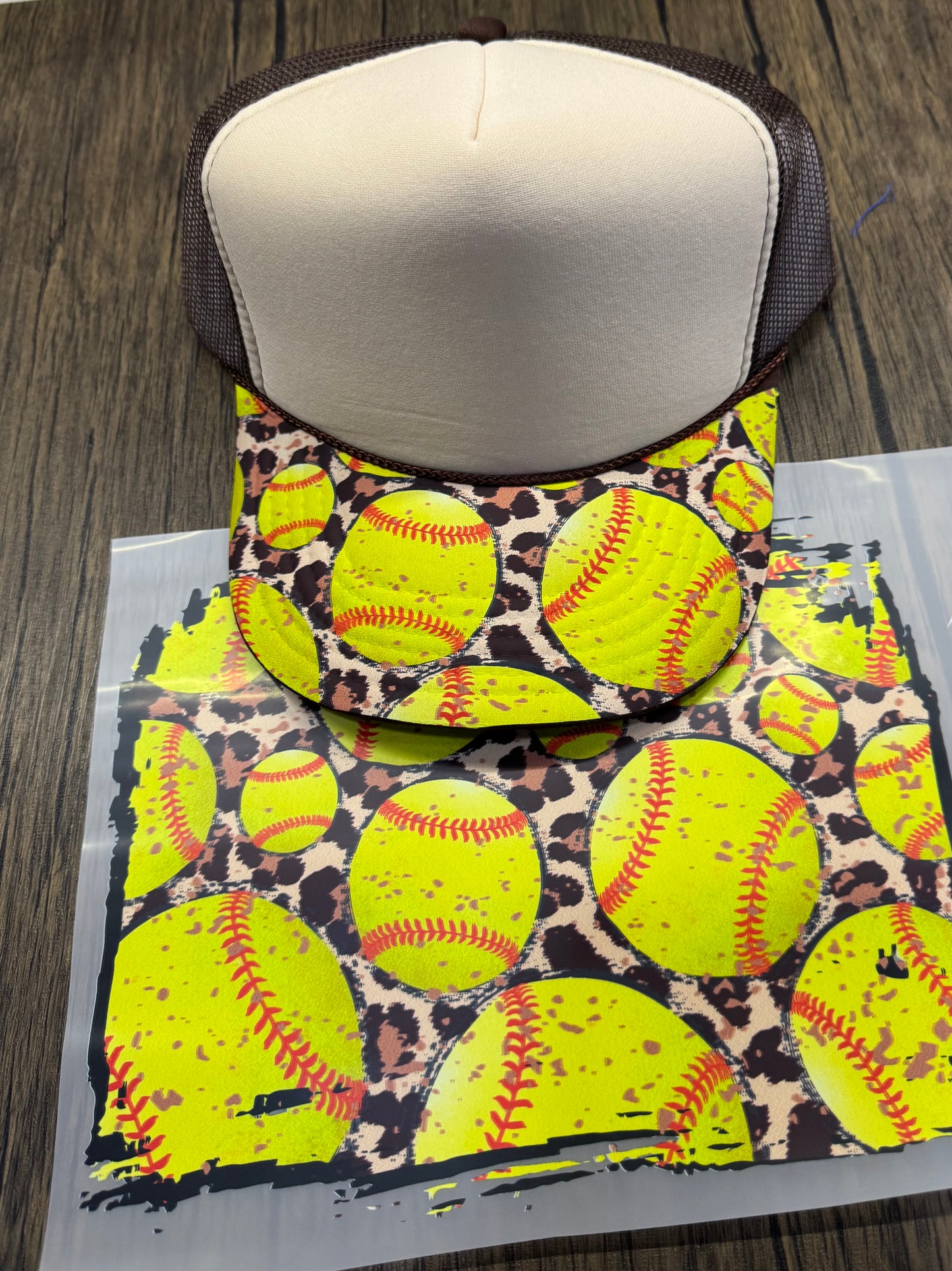 Softball leopard Bill DTF Prints Hat Patch Wholesale
