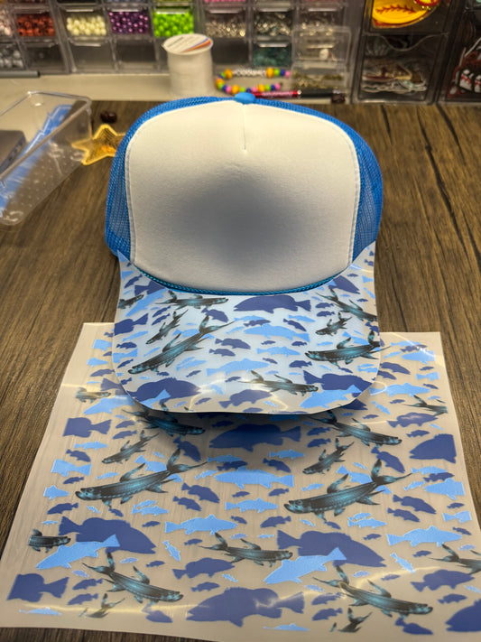 Blue Fish Single Hat Bill DTF Prints