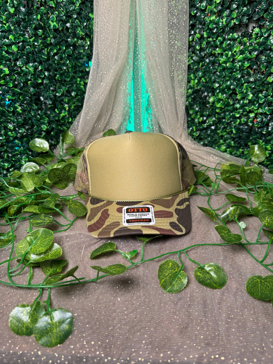 Camo and Light Green Foam Front Trucker Hat Wholesale