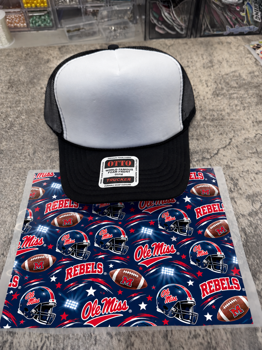 Ole Miss Single Hat Bill DTF Prints