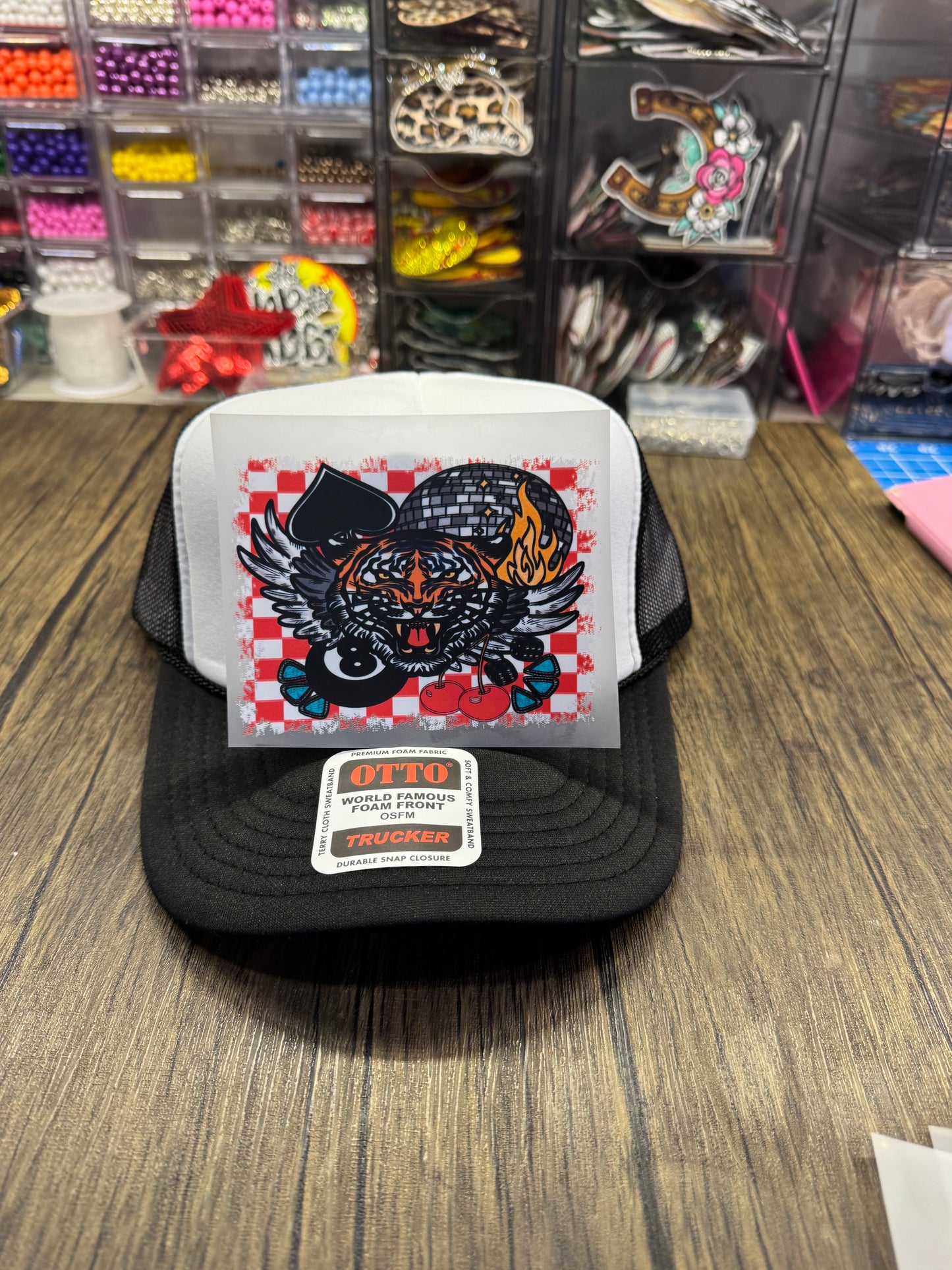 8 Ball Tiger Single Front Hat DTF Prints