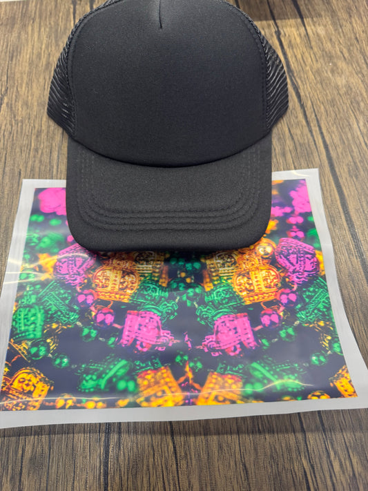 Madi Gras Crowns Single Hat Bill DTF Prints