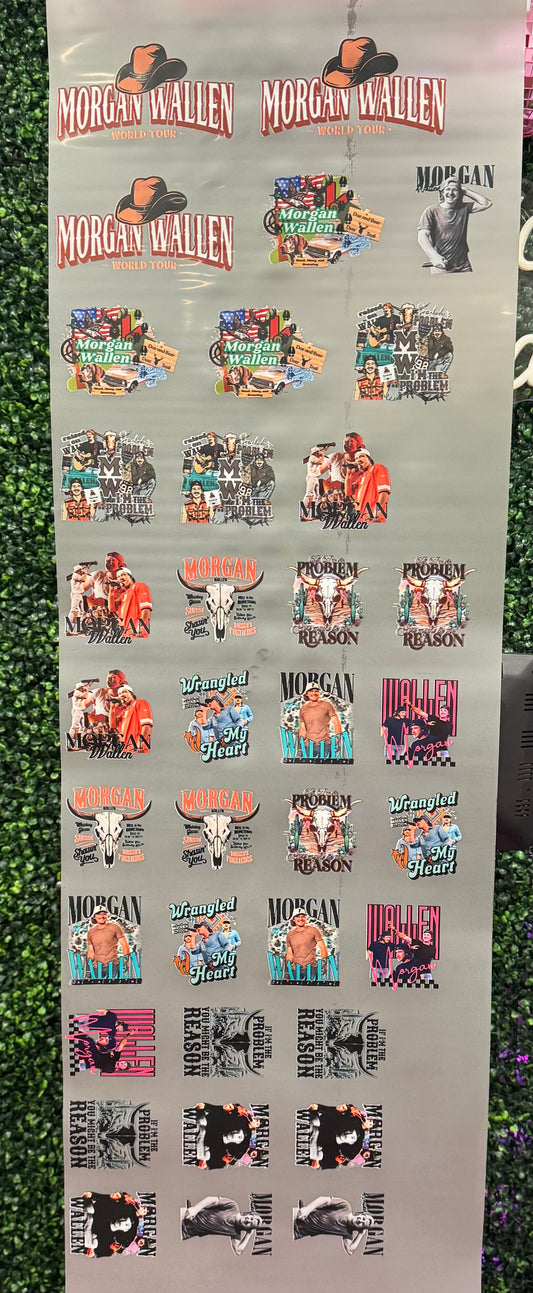 Morgan Wallen Hat Patch/Pocket Size Gang Sheet DTF Prints