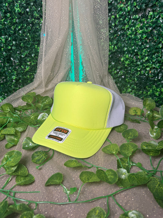 Neon Yellow front and White Hat Wholesale