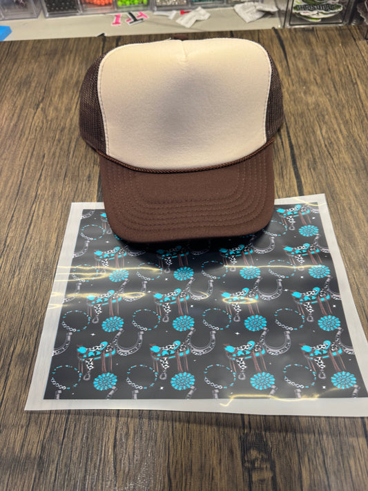 Saddles And Horseshoes Single Hat Bill DTF Prints