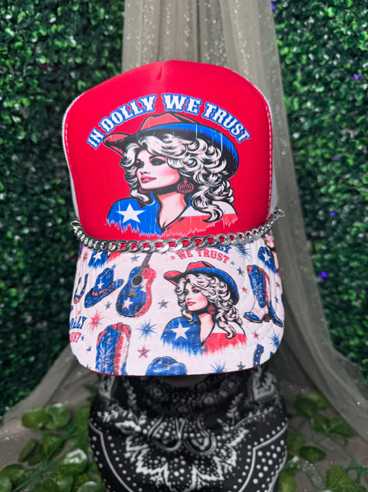 Dolly we Trust Combo Hat Bill And Front  Hat DTF Print