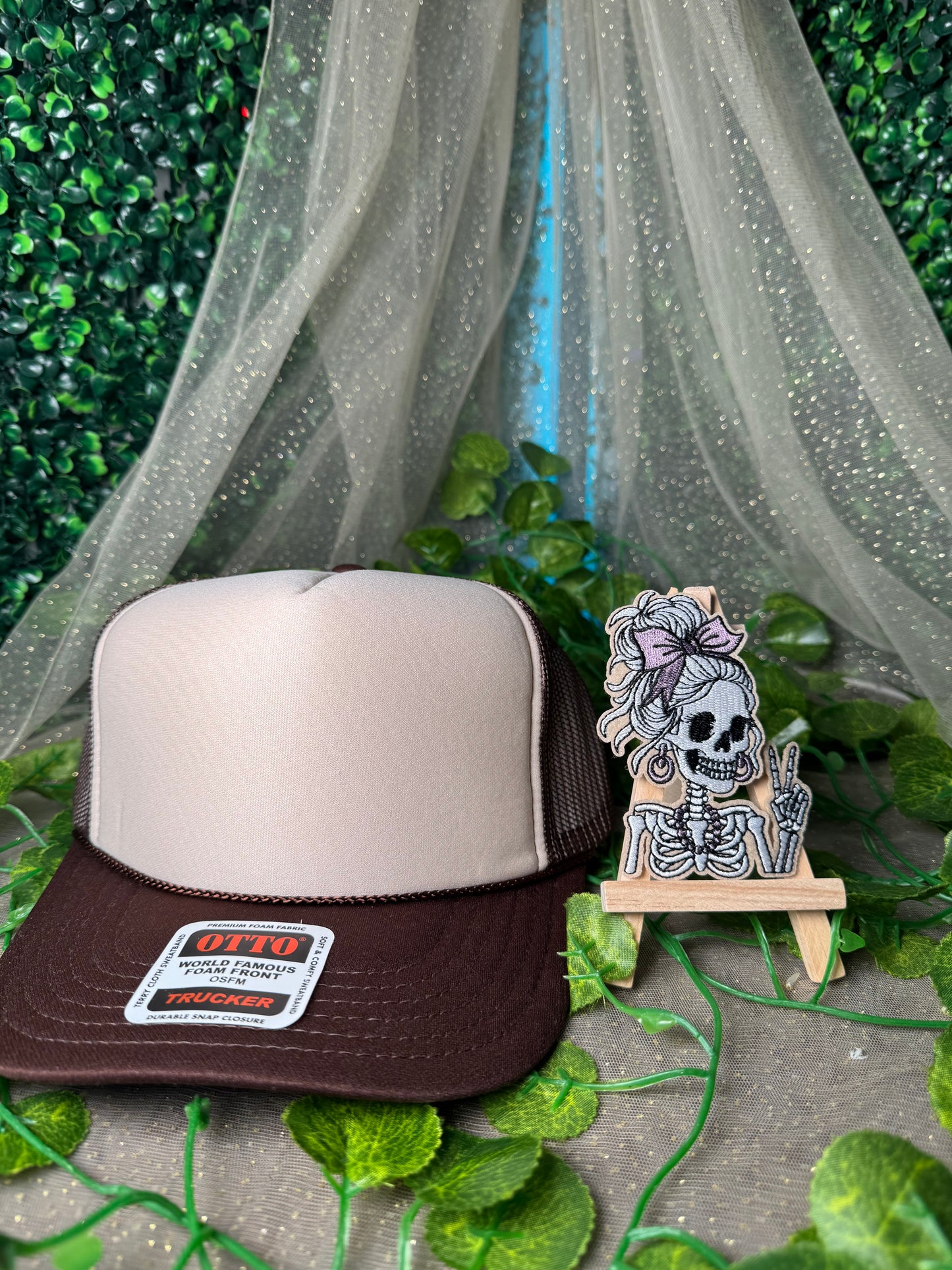 Peace Skeleton Girl Hat Patches Wholesale