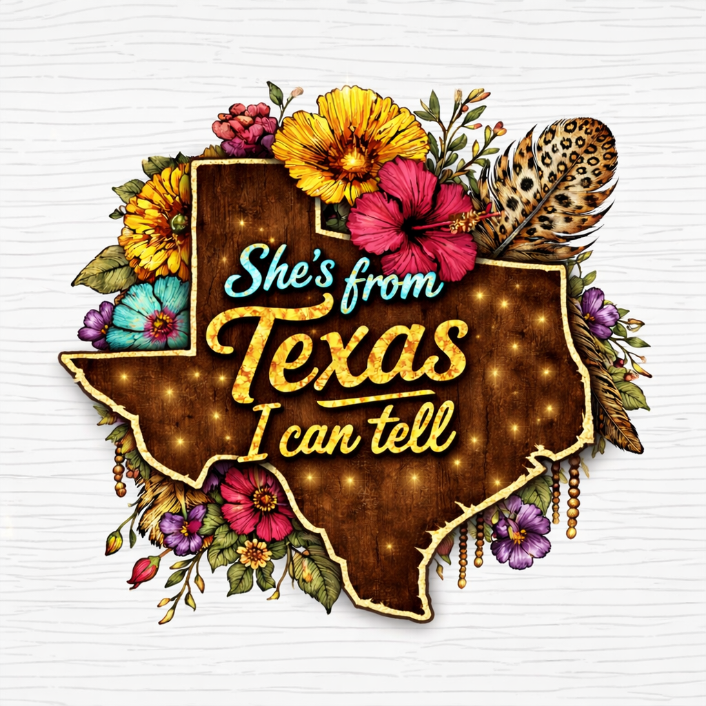 Shes From Texas Full Size Tops DTF Prints