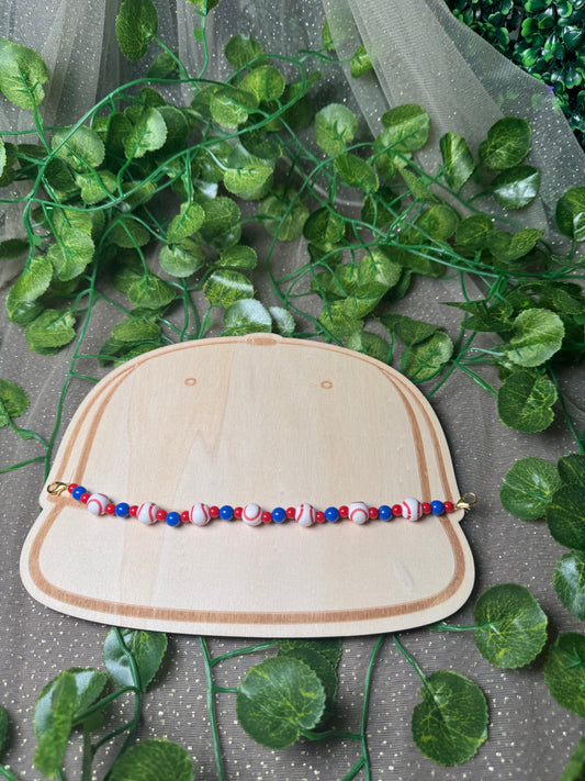 Red and Blue Baseball Hat Chain Wholesale