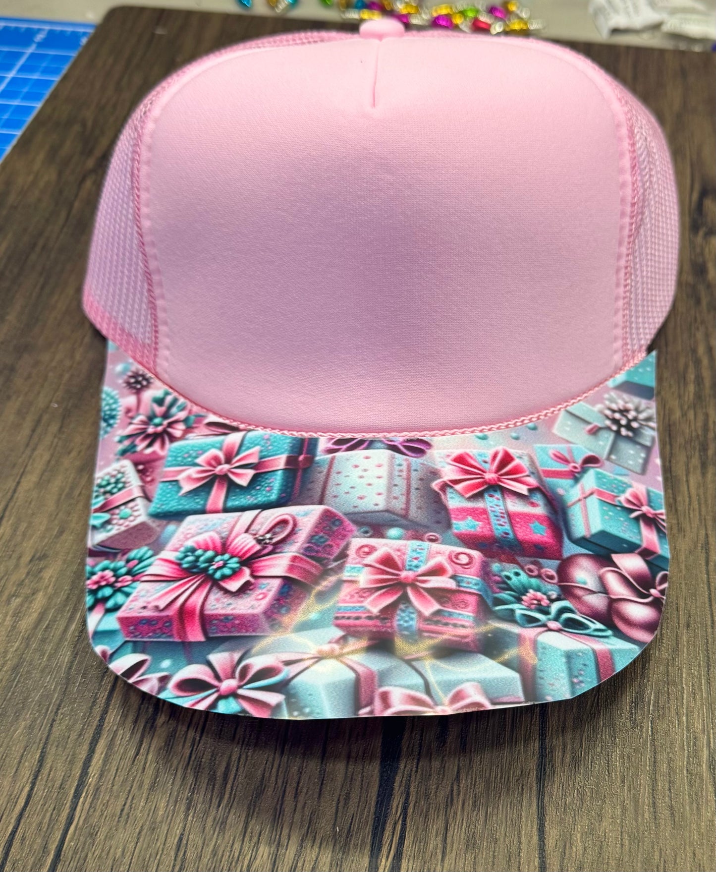 Pink Presents Hat DTF Premade