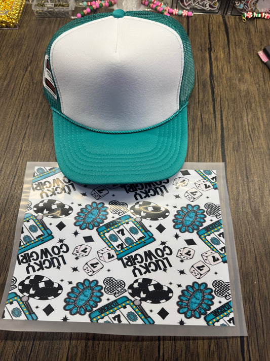 Lucky Cowgirl Single Hat Bill DTF Prints