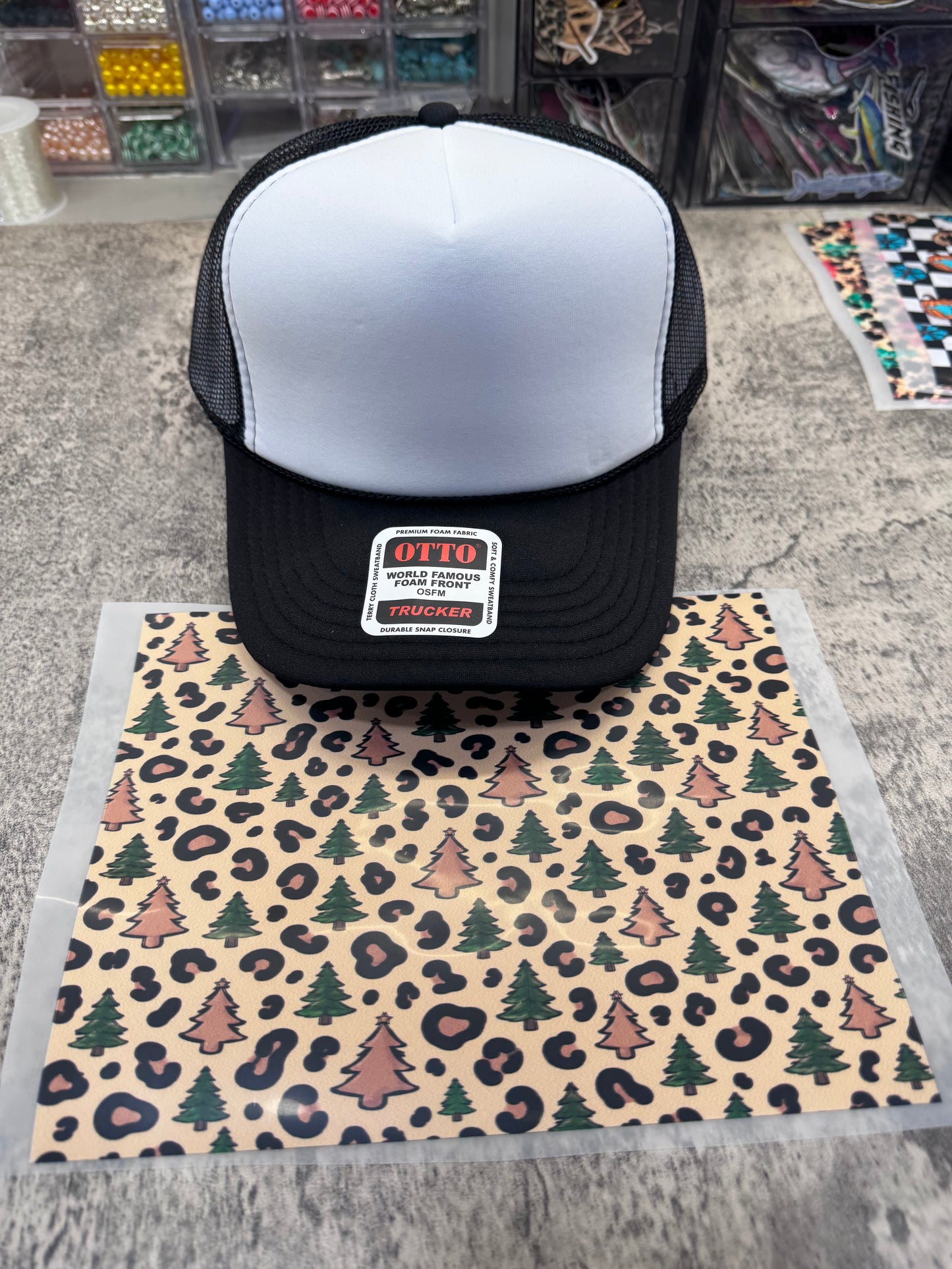 Leopard Trees Single Hat Bill DTF Prints