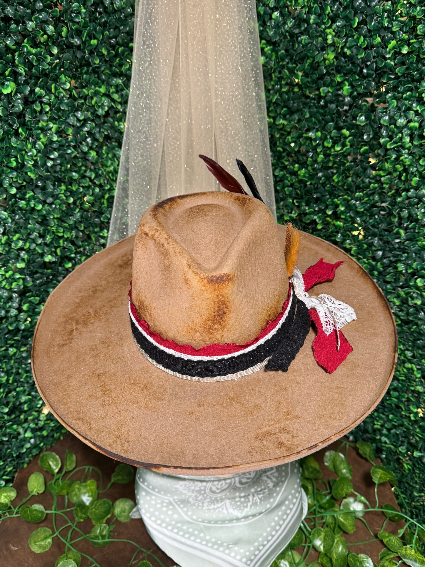 Red And Black Rancher Custom Hat