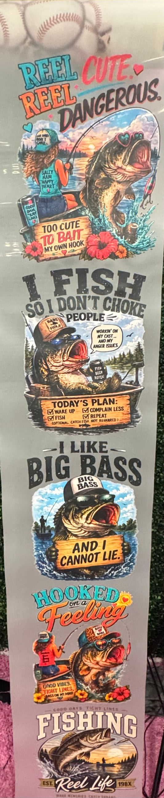 Fishing Themed Full Size Tops Gang Sheet DTF Prints
