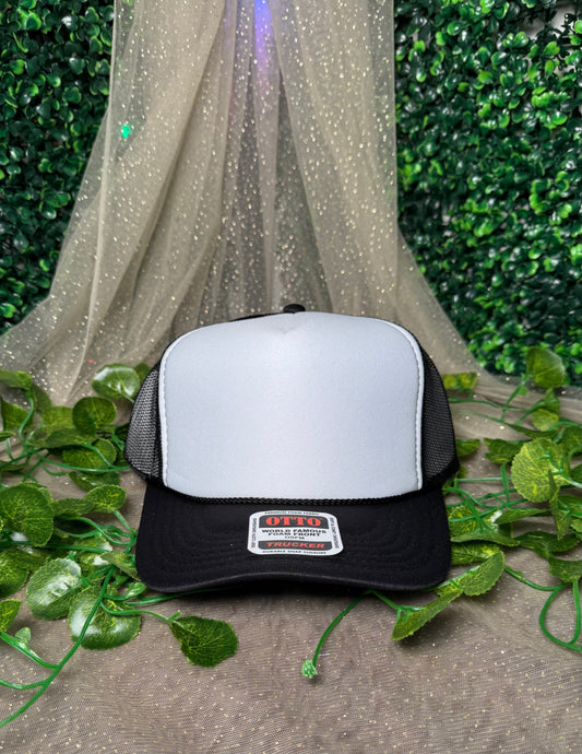 White and Black Foam Front Trucker Hat Wholesale