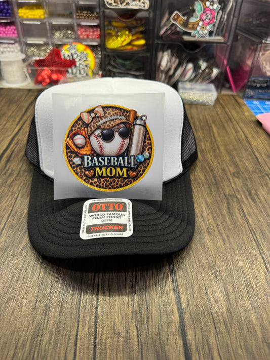 Leopard Baseball Mom Single Front Hat DTF Prints