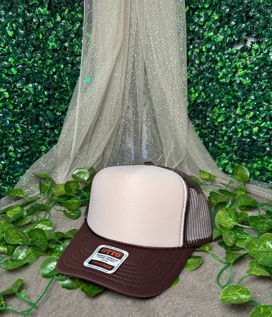 Tan and Brown Foam Front Trucker Hat Wholesale