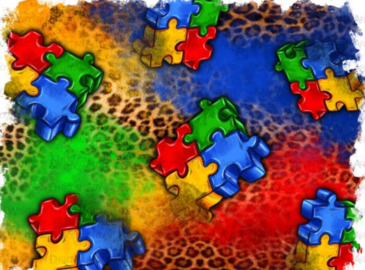 Down Syndrome Leopard Puzzle Single Hat Bill DTF Prints