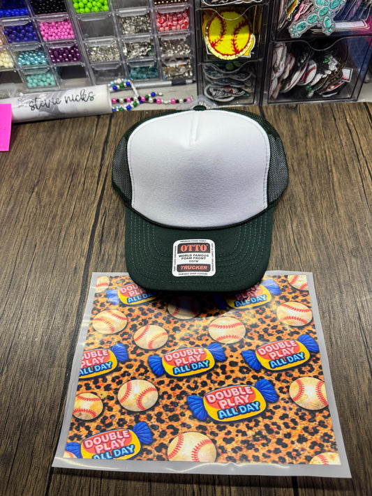 Double Play Baseball Single Hat Bill DTF Prints