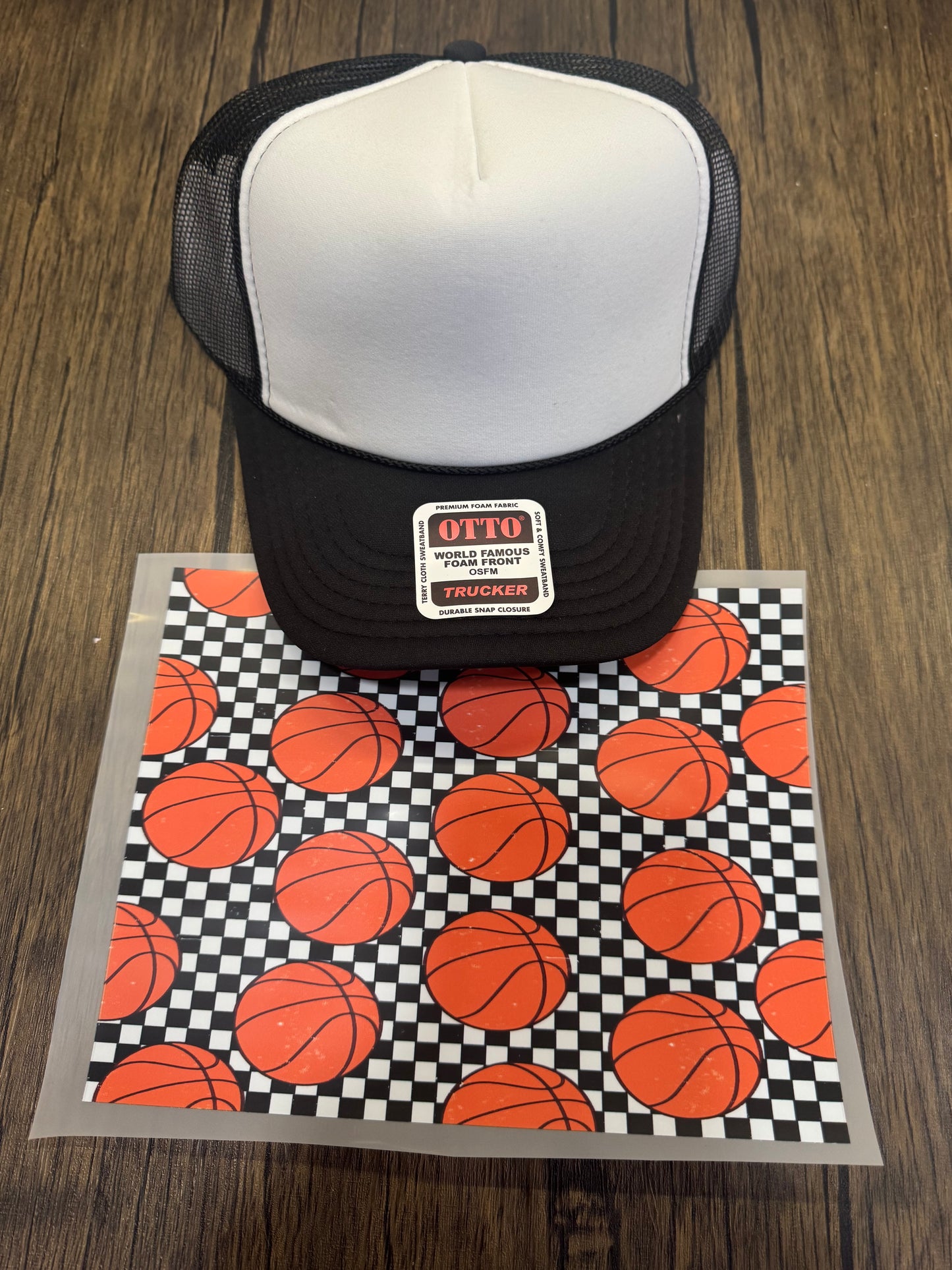Checkered Basketball Single Hat Bill DTF Prints