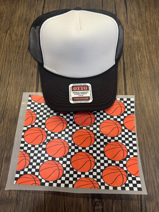 Checkered Basketball Single Hat Bill DTF Prints