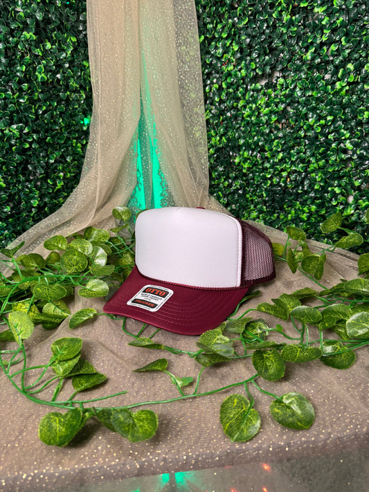 Maroon and White Foam Front Trucker Hat Wholesale