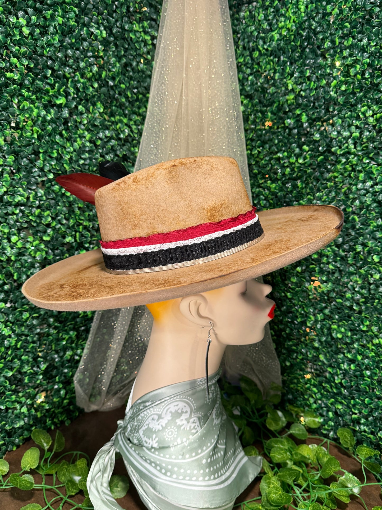 Red And Black Rancher Custom Hat