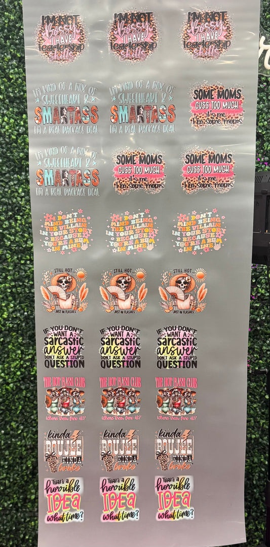 Snarky Hat Patch/Pocket Size Gang Sheet DTF Prints