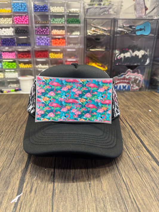 Tropical Flamingo Single Front Hat DTF Prints