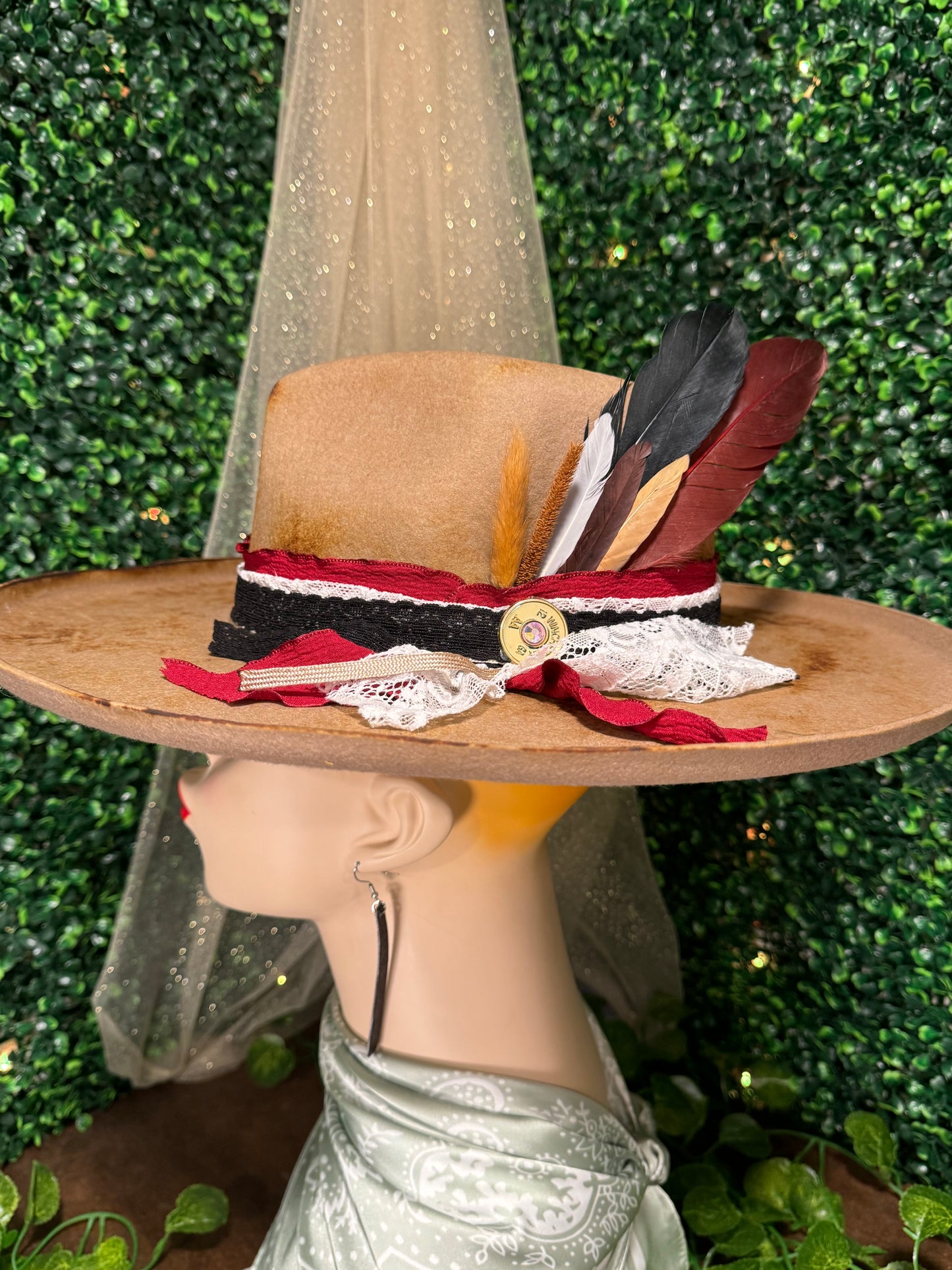 Red And Black Rancher Custom Hat