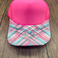 Pink And Teal Cross Strips Hat DTF Premade