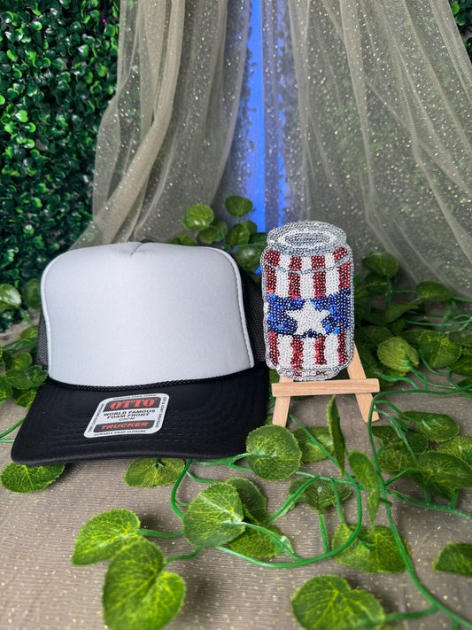 Large Sequin Patriotic  Can Hat Patch Wholesale